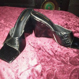 Black wedge block slip on, size 9, never worn!